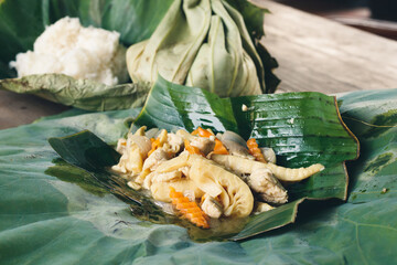 Cambodian Food Takeaway Wrapped in Eco-friendly Lotus Leaf Packaging