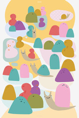 MYOW make your own world - cute animals quiet snails  in a magic colorful abstract vector illustration