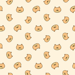 Fototapeta premium Seamless Pattern with Cartoon Bear Face Design on Light Yellow Background