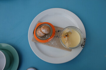 Lemon posset and two cookies