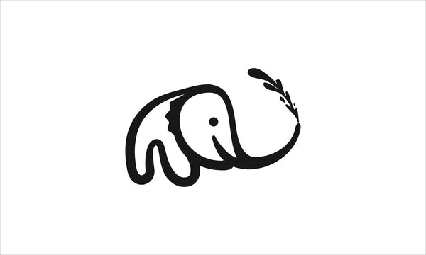 Vector minimalistic logo of an elephant spraying water