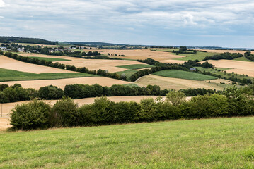 View over the agriculture fields and meadows at the German Countryside