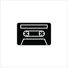 retro music cassette icon isolated on white background