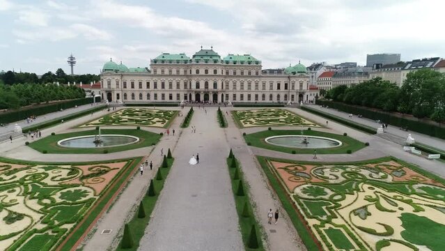 Aerial view of Belvedere palace in Vienna Wien Austria