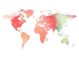 Fototapeta na wymiar Map of the world in colorful watercolor effect