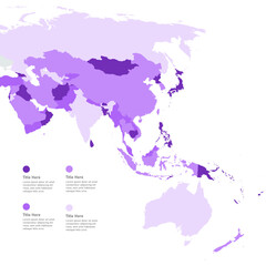 Asia Map Infographic, Heat Map, Vector Map, Countries Heat Map, Asia, Middle East, Central Asia, Asia Pacific, Australia,