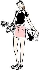 ゴルフをする女性