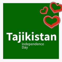 Image of tajikistan independence day over green background with hearts