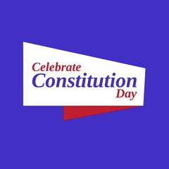 Image of celebrate constitution day on white label and blue background