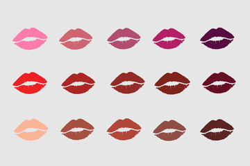 lip, female mouth. Lips with lipstick. Woman's lips close up isolated on grey background.
