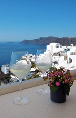 Two glasses of wine with beautiful panorama