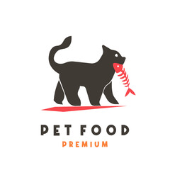 Simple illustration logo pet shop cat eating fish