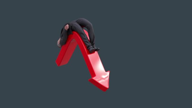 businessman rides on the red arrow