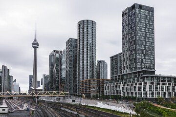 Outdoor view of the Etobicoke Toronto Skyscrapers in Canada