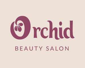 Orchid logo for beauty salon. The letter O with an orchid flower.