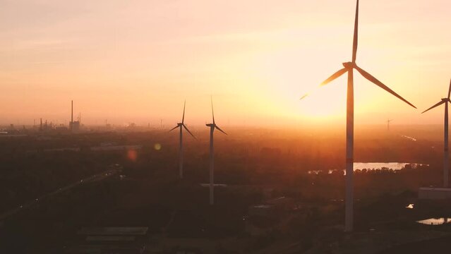 Turbines at sunset in Bremen, Germany