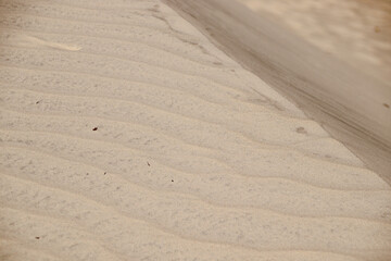 Close up of sand patterns in the desert dunes made by the wind