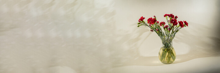 a bouquet of red carnations in a vase