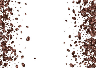 Brown Grain Drawn Vector White Background.