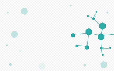 Modern Hexagon Vector Transparent Background. Dna