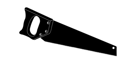 Vector Isolated Black and White Illustration of a Handsaw