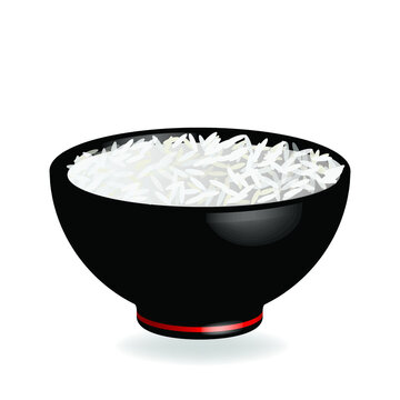 recommend clip art: black rice bowl, ethnic foods, vector illustration 