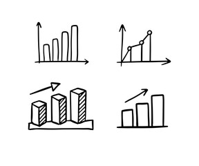 Growth chart doodle outline diagram. Profit dynamics. business, analytics drawing icon 