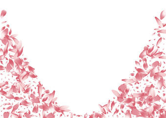 Purple Peach Petal Vector White Background.