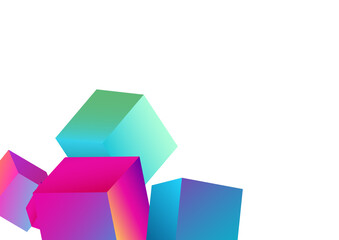 Multicolored Block Vector White Background.