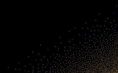 Golden Confetti Bridal Vector Black Background.