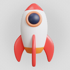 3d render of rocket on transparent background.