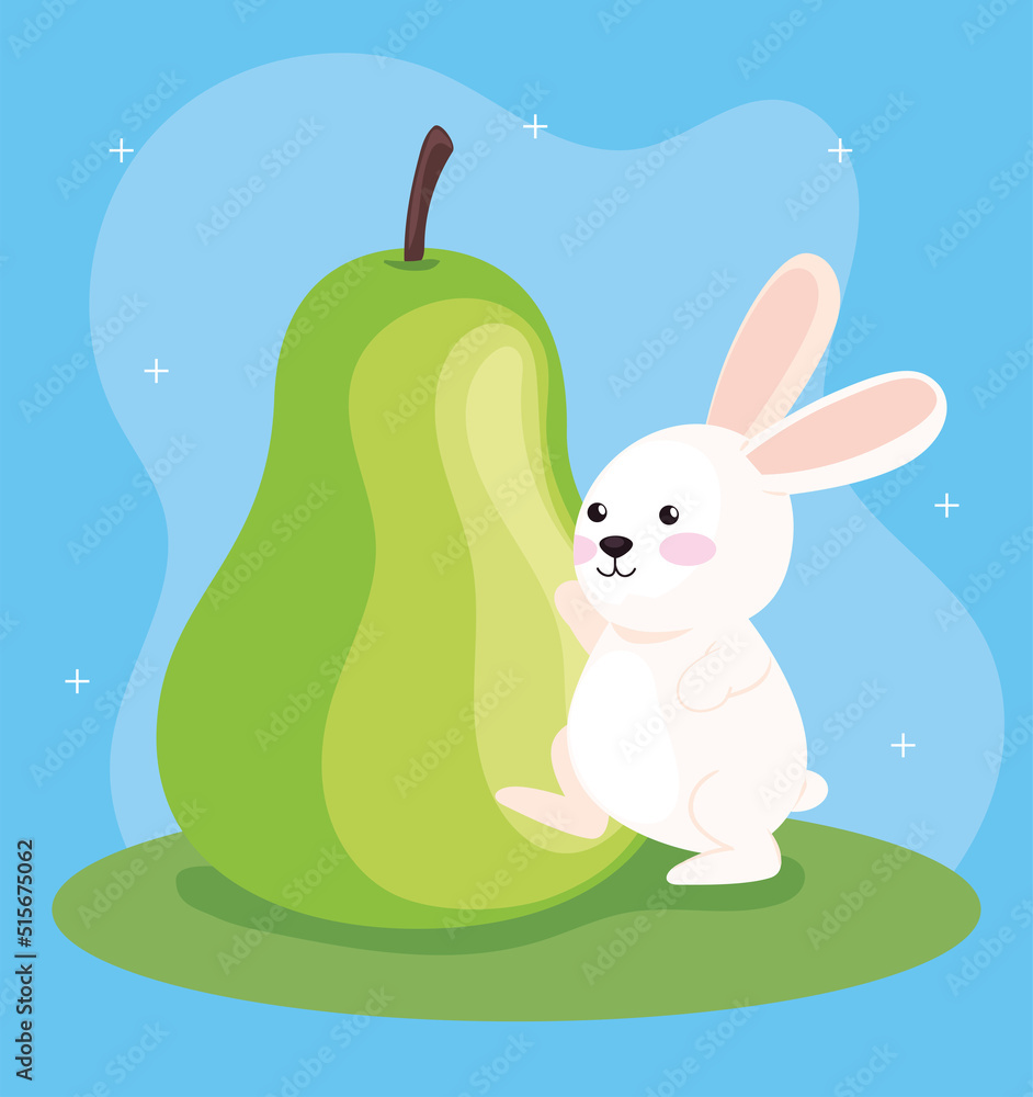 Poster rabbit with pear fruit