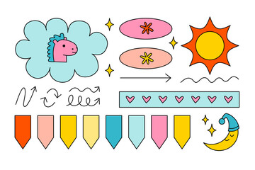 Journal Signs and symbols planner. Clipart scrapbooking, notebooks, diary. 
