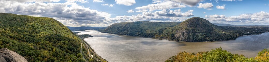 Panoramic shot of Hudson Highlands State Park under a cloudy sky