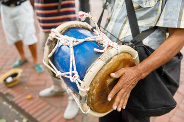 Street musicians in the Dominican Republic. Santo Domingo Columbus Park, Colonial Zone. - obrazy, fototapety, plakaty
