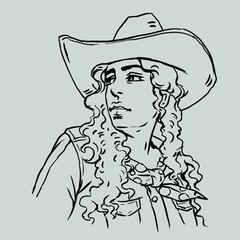 illustration of a cowboy art vector for card illustration decoration