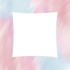 Pastel pink and blue paint smears with white frame box in center of image. Reminiscent of the 1990s.