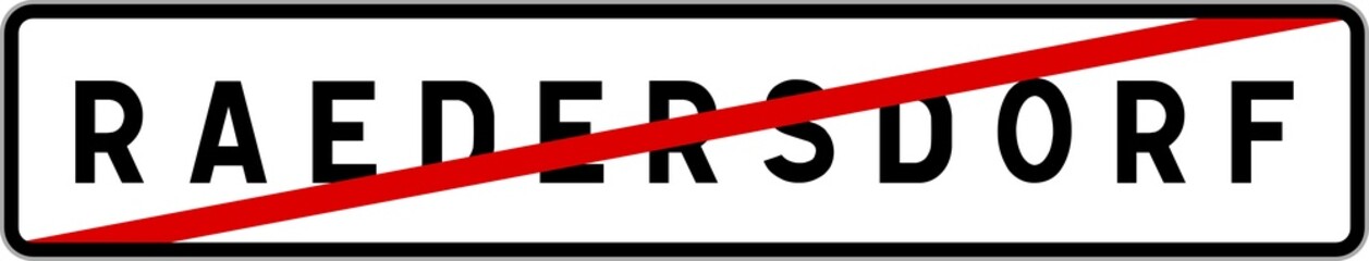 Obraz premium Panneau sortie ville agglomération Raedersdorf / Town exit sign Raedersdorf
