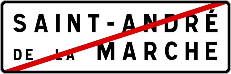 Panneau sortie ville agglomération Saint-André-de-la-Marche / Town exit sign Saint-André-de-la-Marche