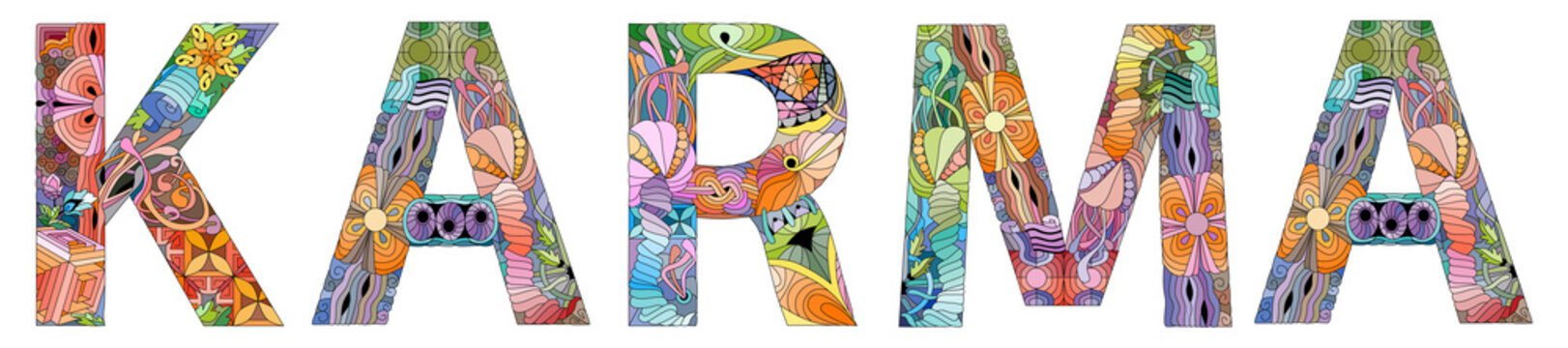 Word KARMA. Vector zentangle object for decoration