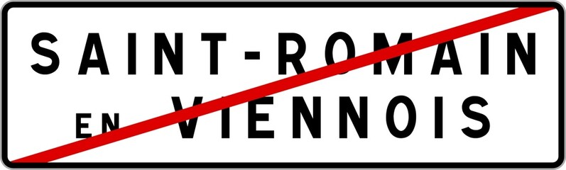 Obraz premium Panneau sortie ville agglomération Saint-Romain-en-Viennois / Town exit sign Saint-Romain-en-Viennois