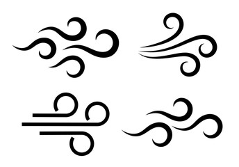 Wind breeze vector icon, air breath symbol