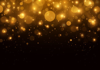 Gold bokeh blurred light. Abstract background with bokeh effect. Magic concept. - obrazy, fototapety, plakaty
