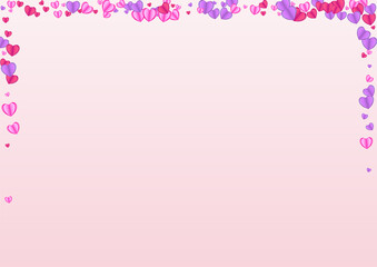 Pinkish Heart Background Pink Vector. Random Backdrop Confetti. Purple Color Pattern. Tender Confetti Drop Illustration. Red Day Texture.