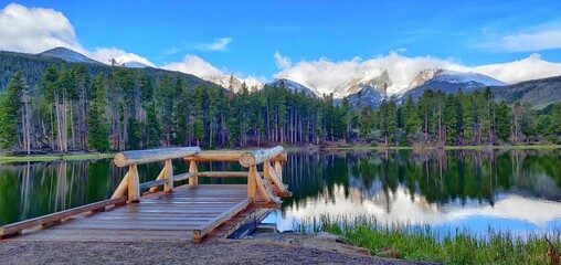 Mesmerizing view of Sprague Lake in Rocky Mountain National Park in Colorado, United States