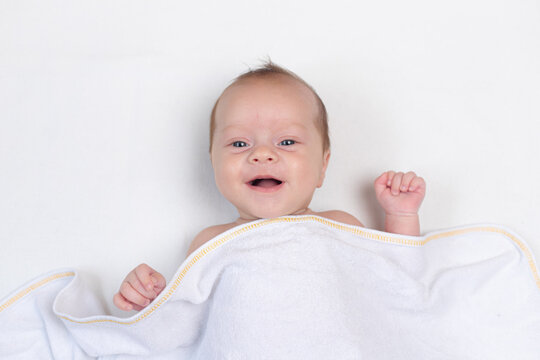 Portrait of a smiling kid copy space . An article about children. Children 's clothing . Products for children. High quality photo