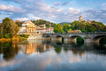 Turin (Torino) beautiful view on river Po at sunset - 515684456