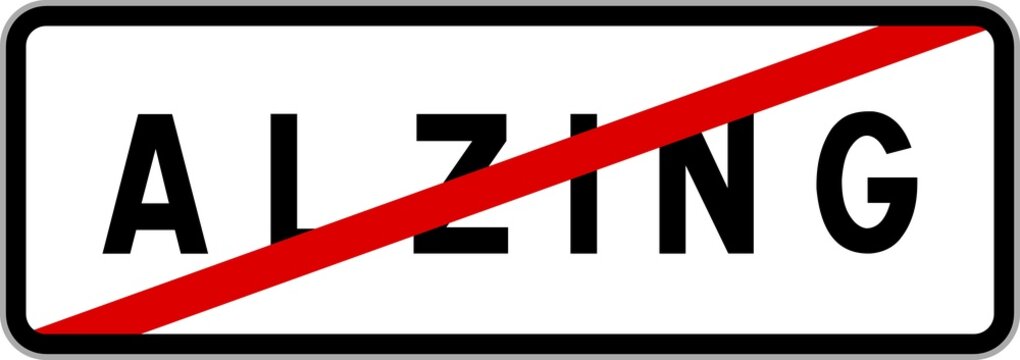 Panneau sortie ville agglom&eacute;ration Alzing / Town exit sign Alzing