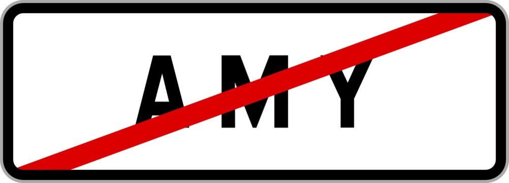 Panneau sortie ville agglom&eacute;ration Amy / Town exit sign Amy