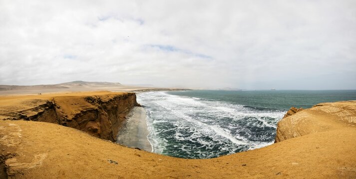Beautiful landscape of the beach from the Paracas desert in Peru Lima